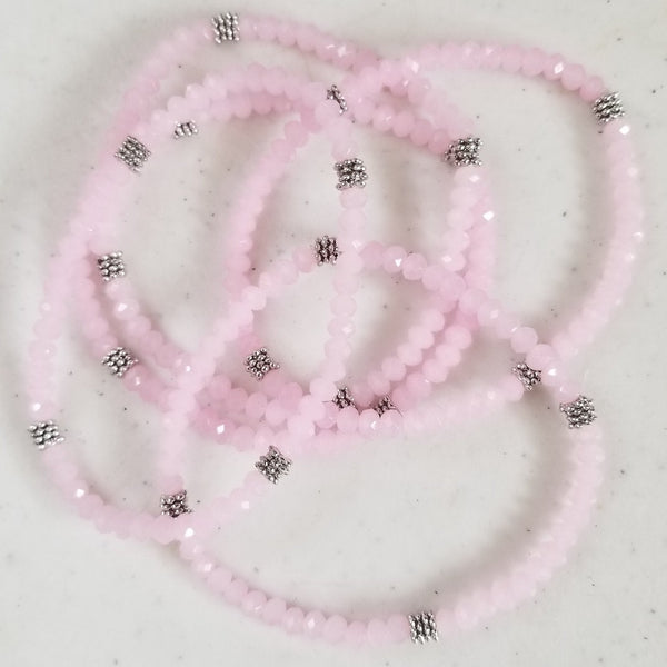 Stacking Stones  Crystal Bracelet Pink Opaque