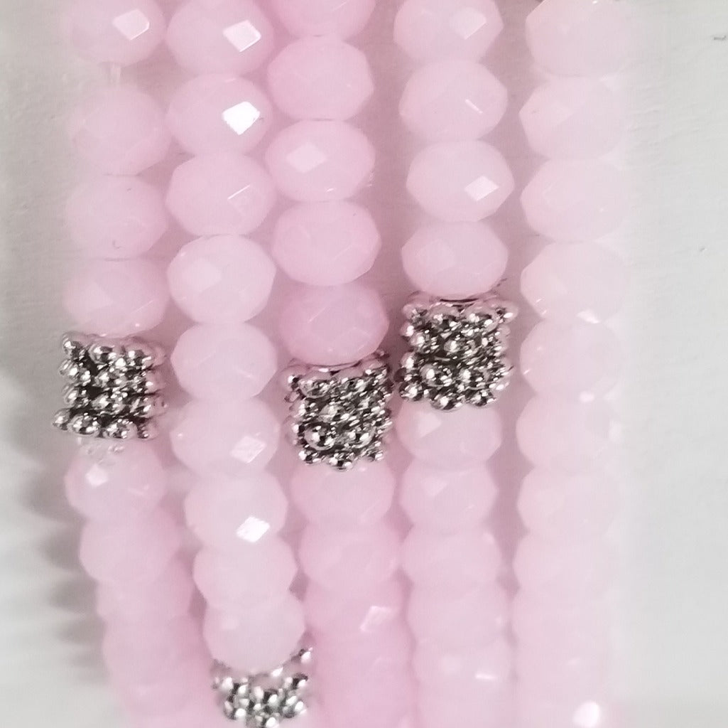 Stacking Stones  Crystal Bracelet Pink Opaque