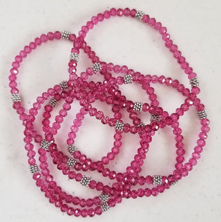 Stacking Stones Single AB Crystal Bracelet Raspberry Beret