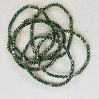 Light Peacock Stacking Stones Single AB Crystal Bracelet