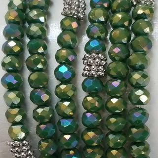 Light Peacock Stacking Stones Single AB Crystal Bracelet