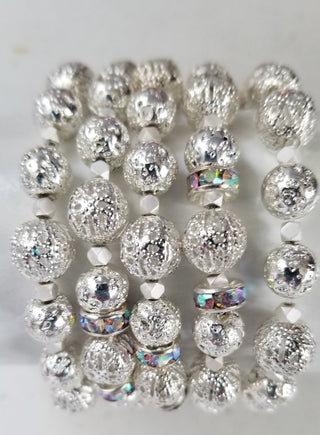 Silver Lava Bead Stretch Bracelet