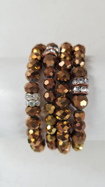Copper Iridescent Bead Stretch Bracelet