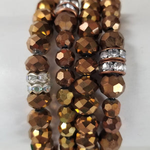 Copper Iridescent Bead Stretch Bracelet