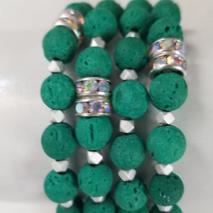 Emerald Green Dyed 7.5 inch Lava Bead Stretch Bracelet