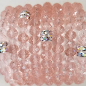 Pink Crystal Bead Stretch Bracelet
