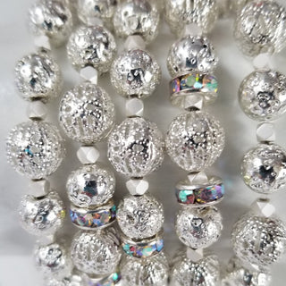 Silver Lava Bead Stretch Bracelet
