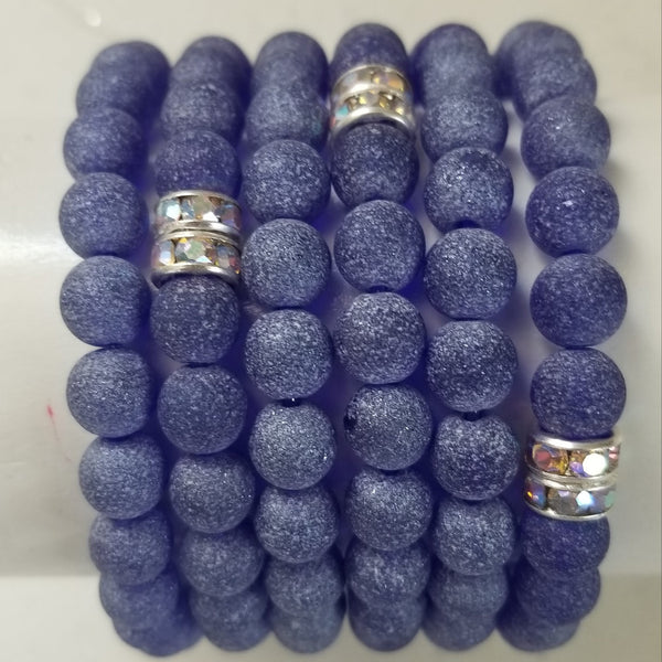 Purple Dyed 7.5 inch Lava Bead Stretch Bracelet
