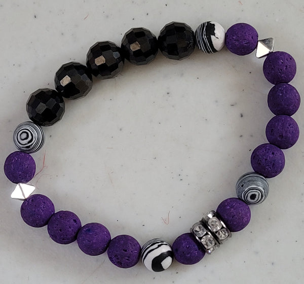Purple Dyed 7.5 inch Lava Bead Stretch Bracelet
