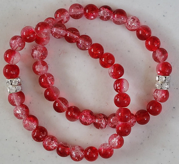 Red Glass Bead Stretch Bracelet