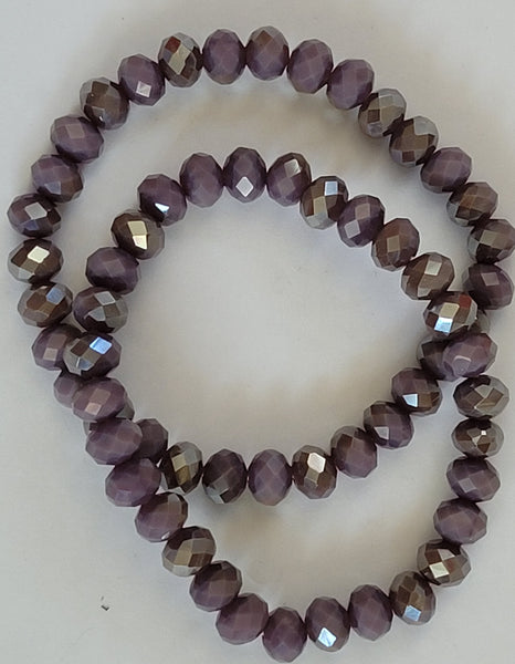 Large Size Shiny  Amethyst Purple Stretch Bead Bracelet