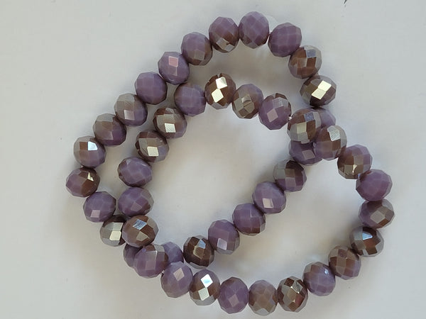 Shiny Amethyst Purple Medium Rondelle Bead Stretch Bracelet