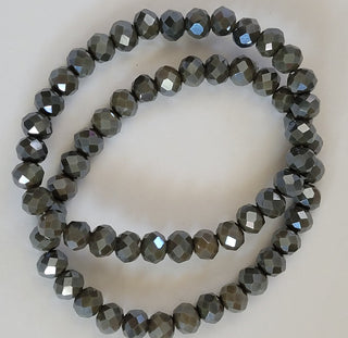 Army Green Rondelle Crystals Stretch Bracelet