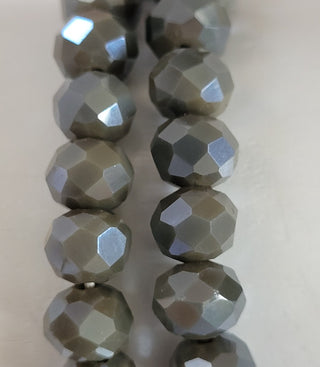 Army Green Rondelle Crystals Stretch Bracelet