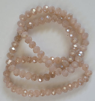 Shiny Medium Taupe Rondelle Bead Crystal Stretch Bracelet
