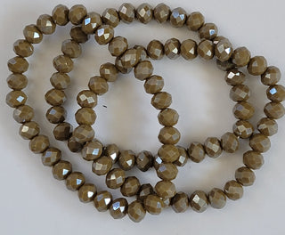 Shiny Medium Rondelle Bead Stretch Bracelet Olive Green