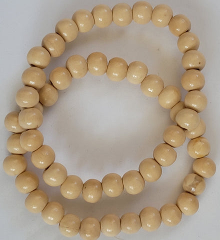 Natural Wood Color Bead Stretch Bracelet