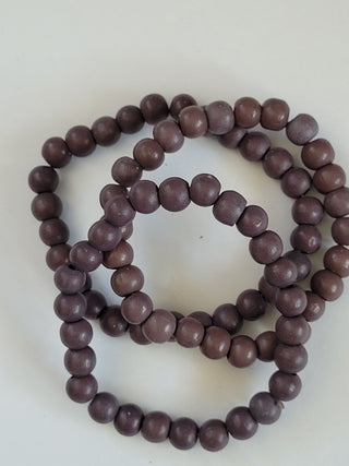 Mauve Wood Bead Stretch Bracelet