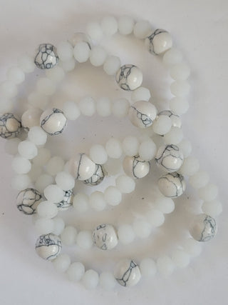 White Natural Stone Stretch Bracelet