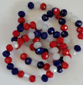 Red White Blue Crystal Medium Stretch Bracelet