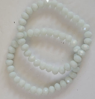Shiny White Rondelle Medium Bead Stretch Bracelet