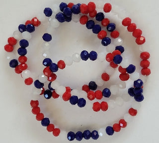 Shiny Red White Blue Small Stretch Bracelet