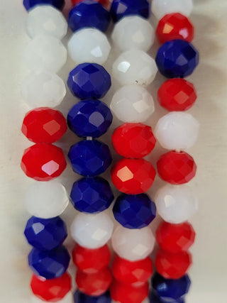 Shiny Red White Blue Small Stretch Bracelet