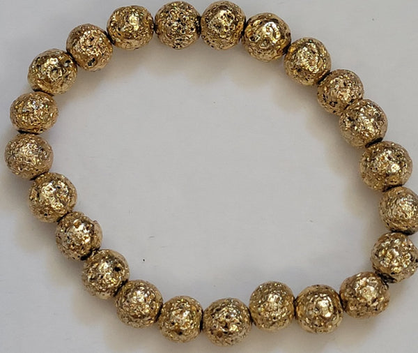 Antique Metallic Gold Round Stretch Bracelet
