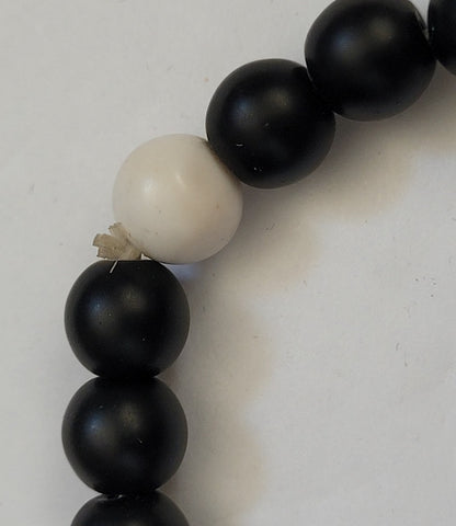 Black White Wood Bead Stretch Bracelet