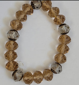 Brown Grey Stretch Bead Bracelet