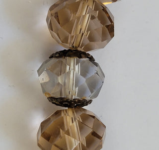 Brown Grey Stretch Bead Bracelet