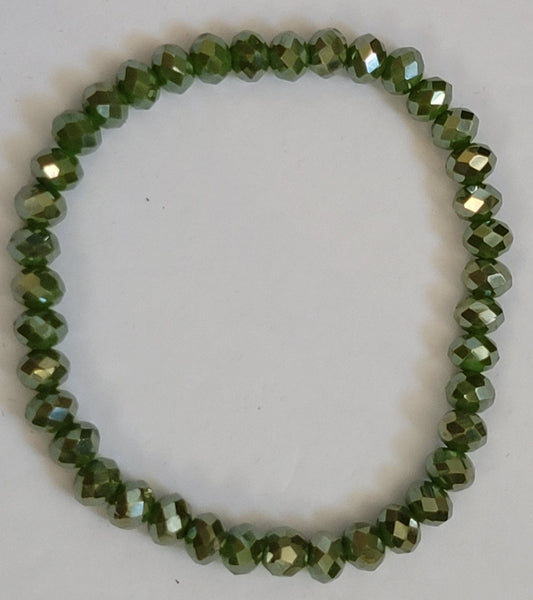 Small Shiny Apple Green Stretch Bracelet