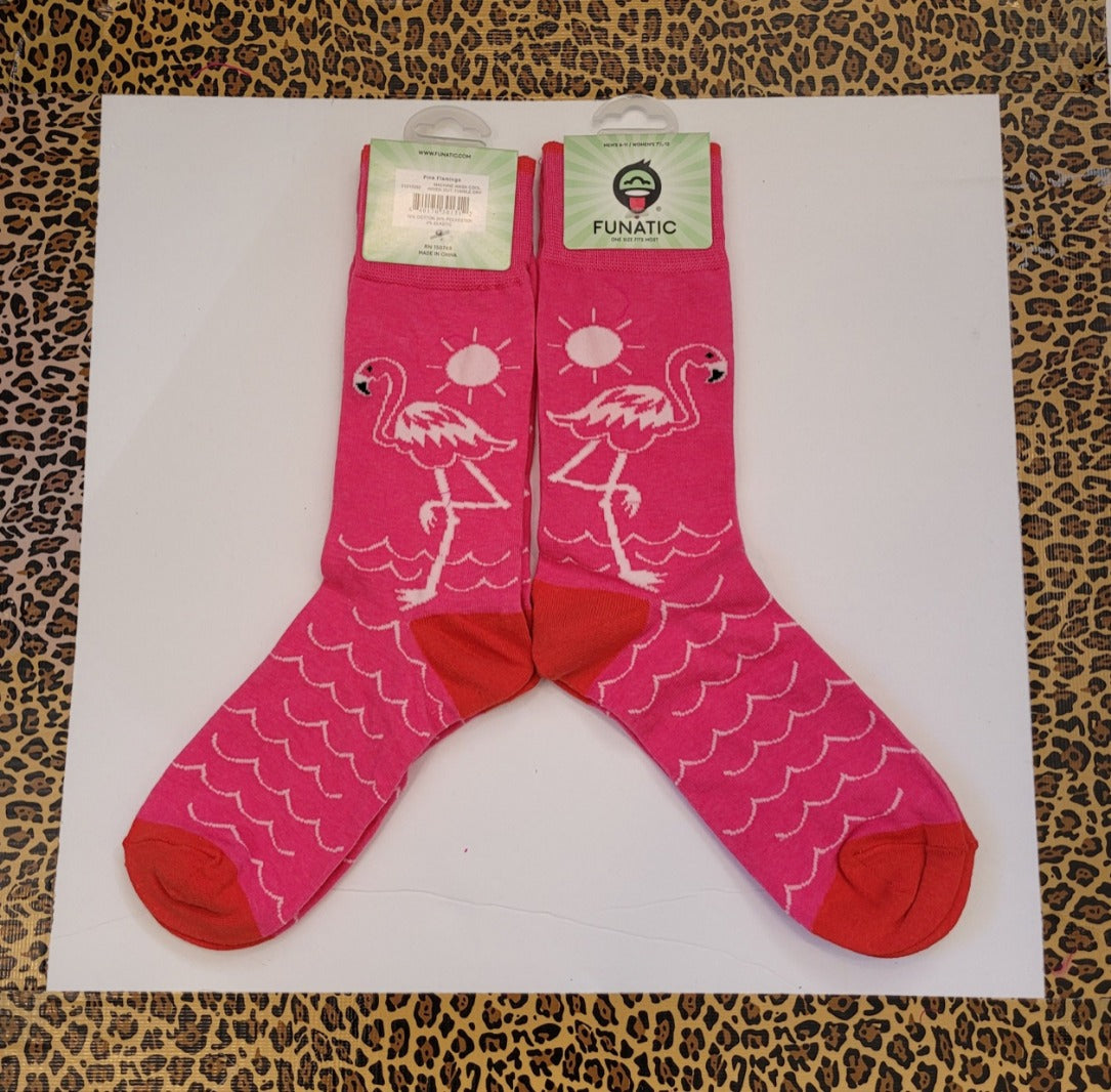 Mid Calf Length Pink Flamingo Socks