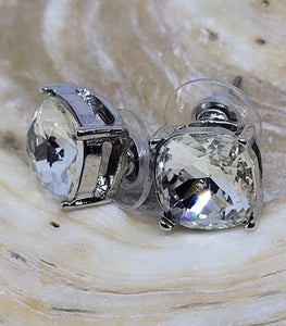 Clear Crystal Diamond Cut Stud Earrings