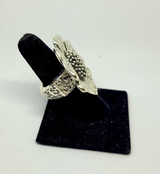Silver Tone Sunflower Flower Stretch Ring