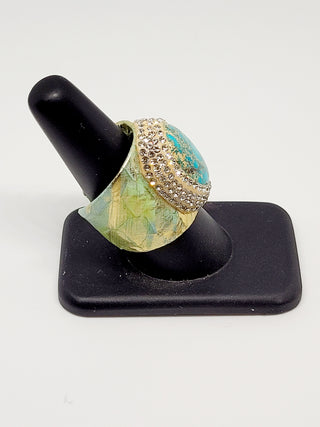 Turquoise Emperor Stone Gold Adjustable Alloy Ring