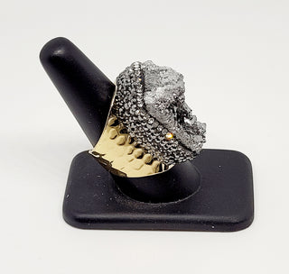 Square Druzy Grey Gold Adjustable Alloy Ring