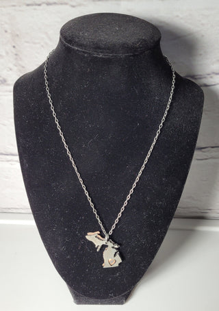 My Heart Belongs To Michigan Pewter Copper Necklace