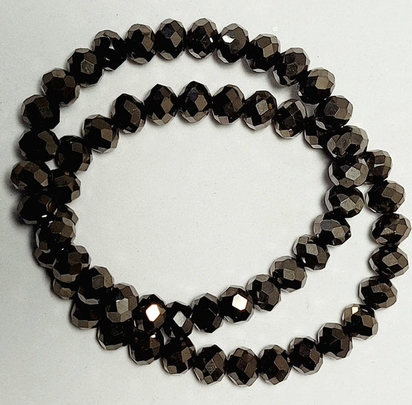 Metallic Graphite Dark Brown Bead Stretch Bracelet