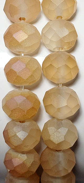 Frosted Glass Bead Ombre Peach Beige Stretch Bracelet