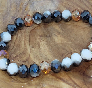Multi Color Beaded Stetch Beige Black Bracelet