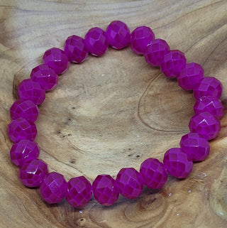 Fuchsia Bead Large Stretch Bracelet