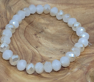 Metallic Bead Beige Stretch Bracelet