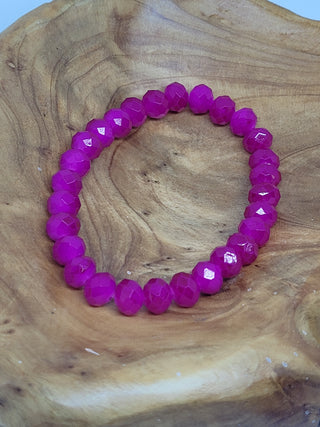 Small Fuchsia Beaded Stretch Bracelet