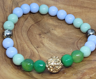 Green Blue Multi Colored Beaded Stretch Bracelet