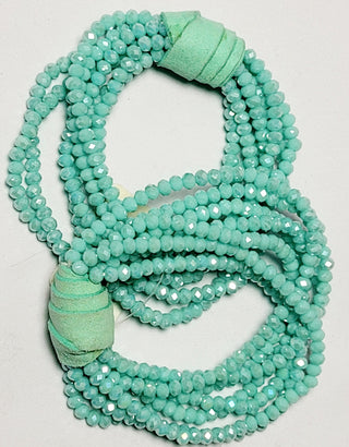 Seven Piece Aqua Beaded Bracelet Set