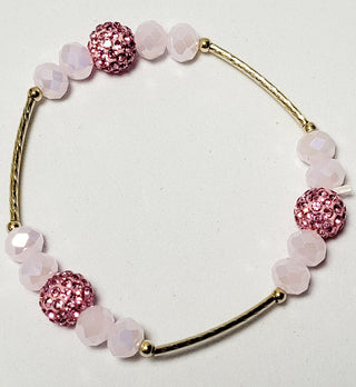 Pink Bead Pave Stone Stretch Bracelet