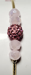 Pink Bead Pave Stone Stretch Bracelet