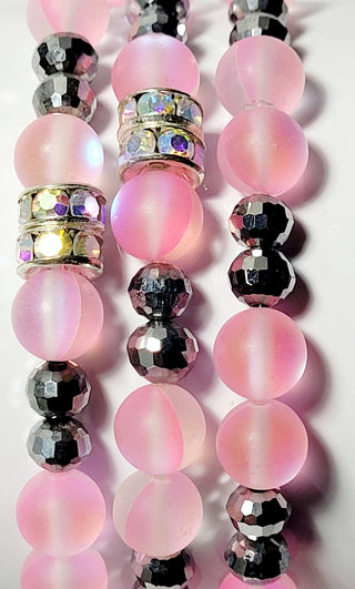 Pink Mermaid Glass Bead Stretch Bracelet