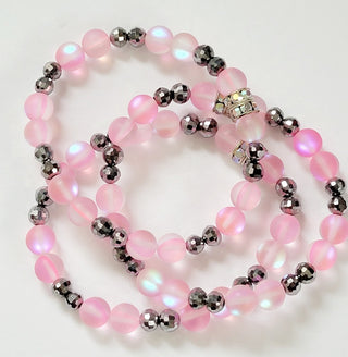 Pink Mermaid Glass Bead Stretch Bracelet